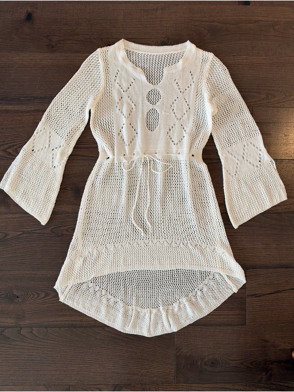 Ivory Knit Crochet Beach Cover Up – One Size